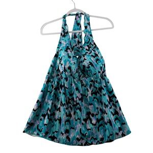 Inches Off Halter Swim Tankini Top Womens Plus Size 24W Teal Purple Vacation